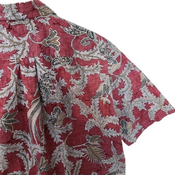 Tommy Hilfiger Golf Red Floral Hawaiian Style Button Up Men's XL Cotton - Picture 16 of 16